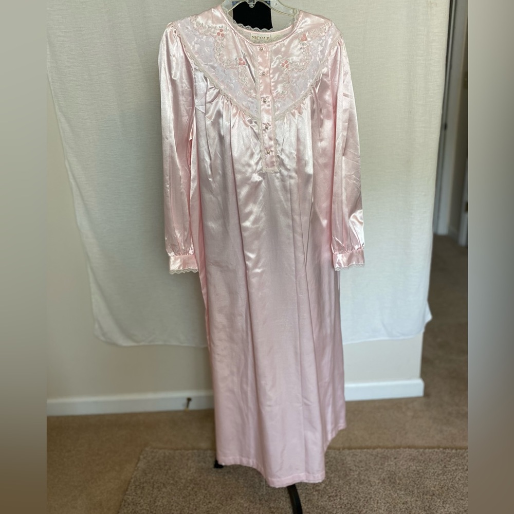 Pink satin nightgown